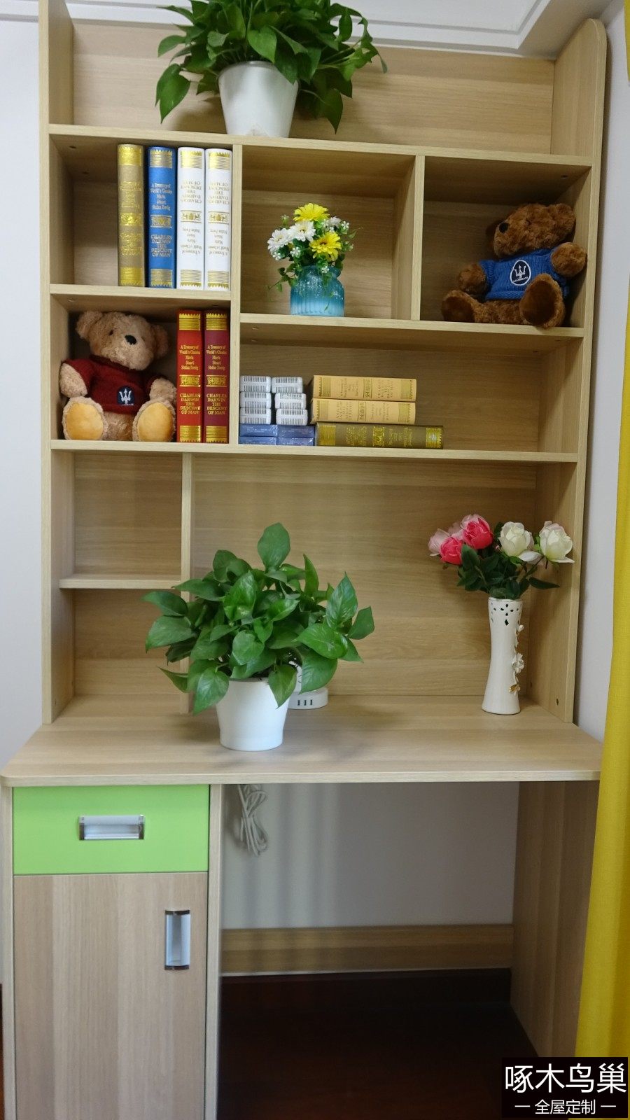 小清新书柜原木出品