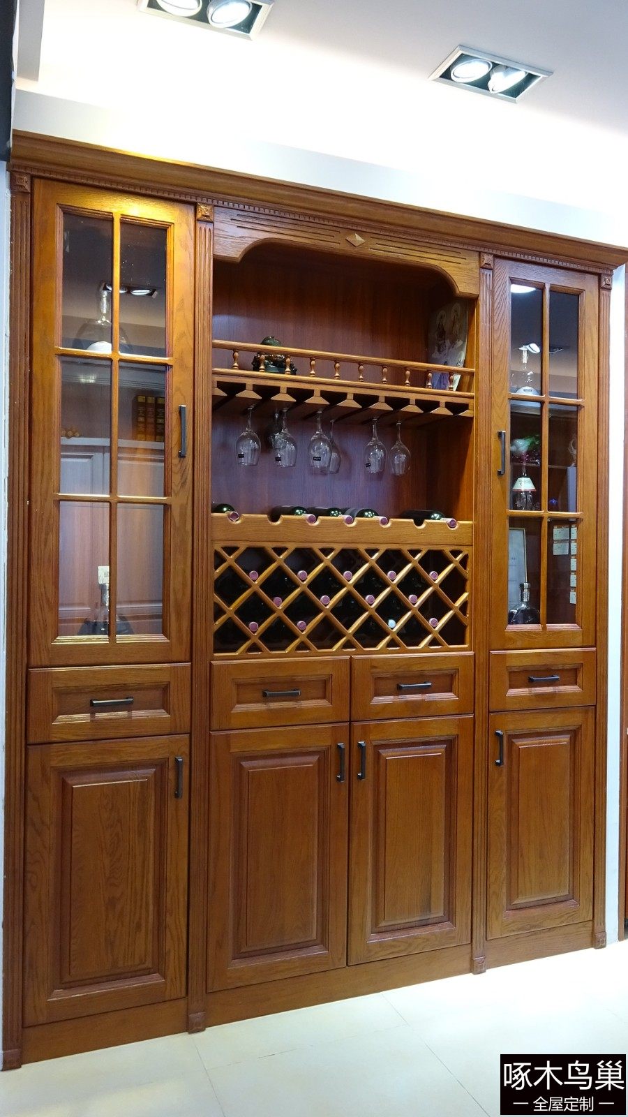 中式实木红橡酒柜葫芦架双片式酒格高端奢华