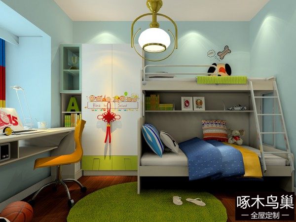 喜庆带飘窗儿童房效果图