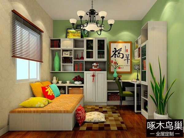 榻榻米充当飘窗台实用性书房