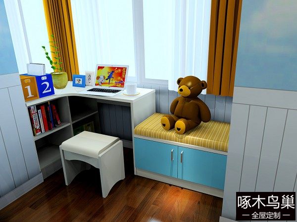 飘窗儿童房效果图 7㎡学习娱乐两不误