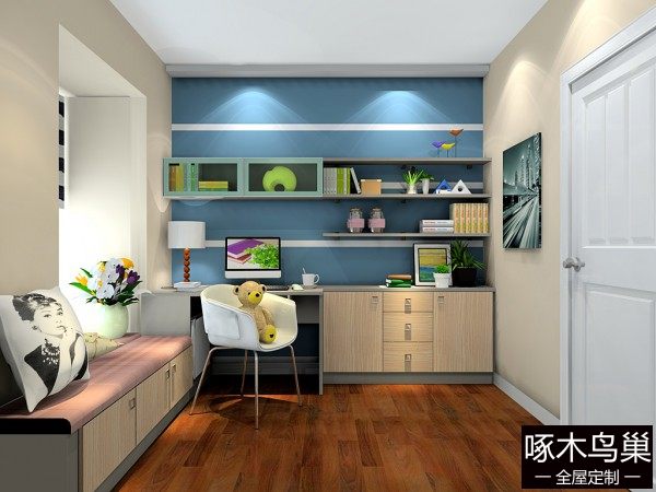 欧式简约带飘窗书房