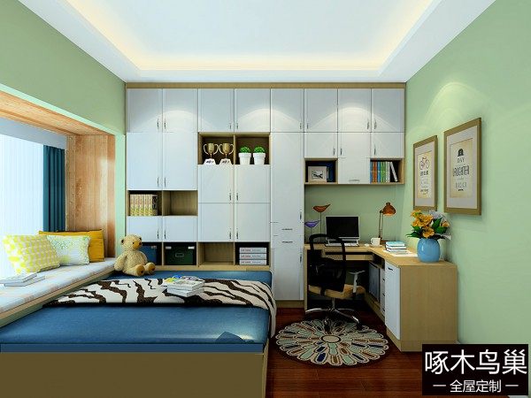 榻榻米飘窗书房 拥有办公功能同时具备客卧休闲区