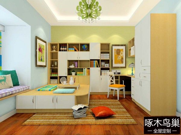 飘窗榻榻米卧室效果图