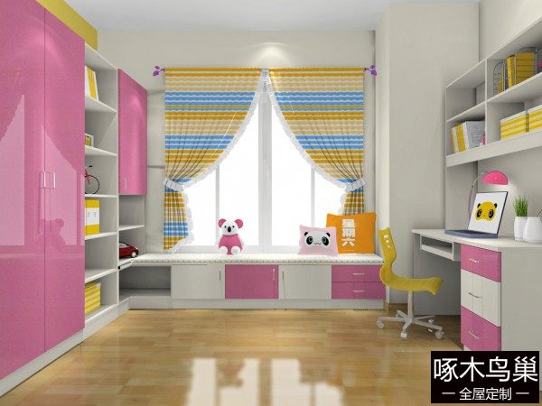 榻榻米飘窗组合儿童房 女童个性展现