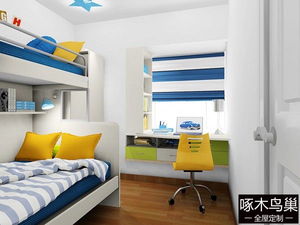 飘窗儿童房效果图 8平简约组合