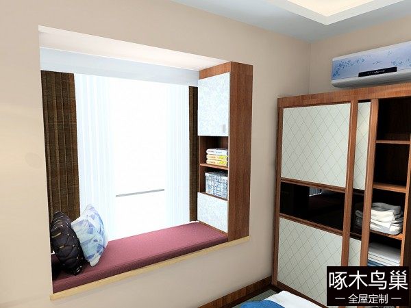 欧式卧房效果图 14㎡飘窗利用飘窗柜完美利用