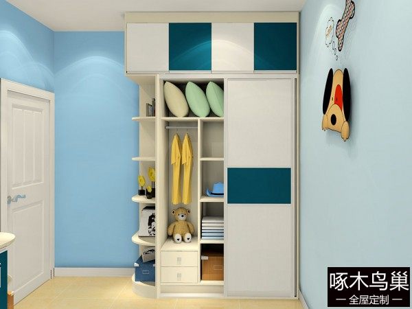 整体衣柜儿童房 9㎡上下床解决二孩难题