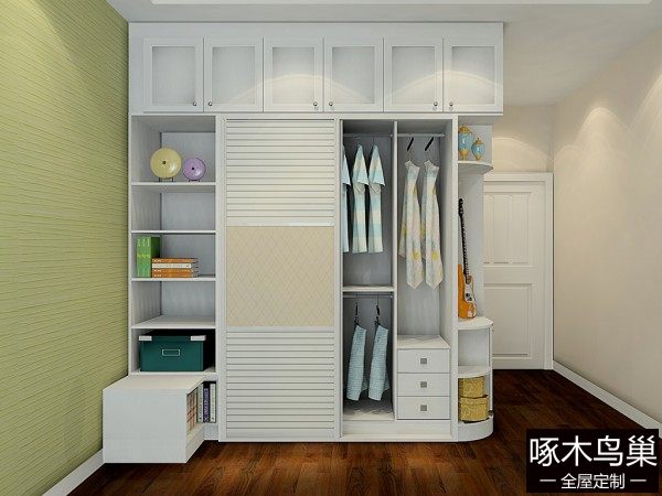 田园欧式卧室效果图 20㎡圆弧衣柜打造温馨空间