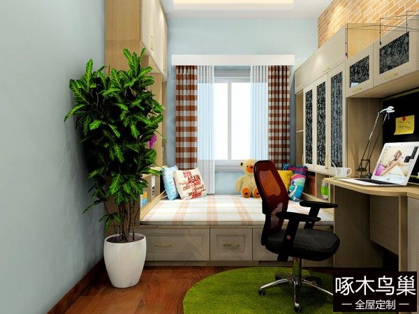 简约榻榻米书房 12㎡实用收纳功效