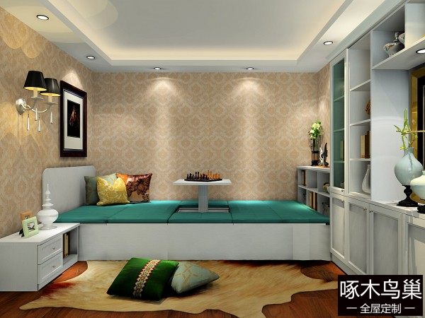 榻榻米书房效果图 32㎡空间整洁如一不再是梦