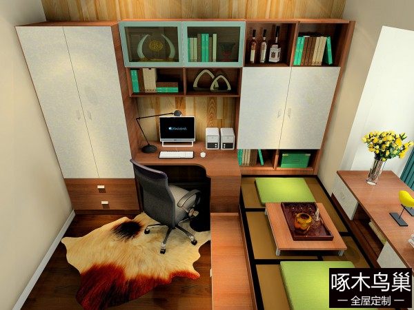 榻榻米书房效果图 6㎡享受古韵十足的清幽环境