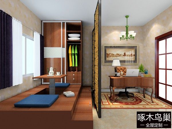 榻榻米书房效果图 12㎡享受不一样的韵味