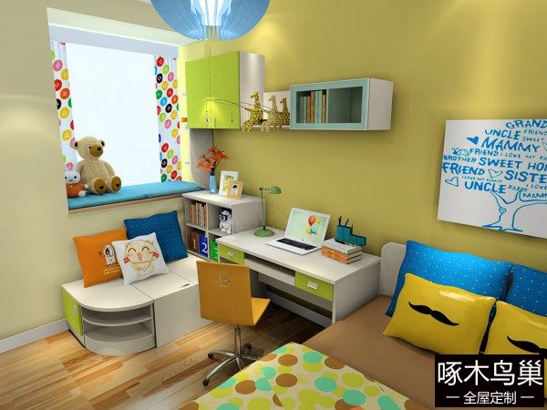 清爽榻榻米带飘窗儿童房