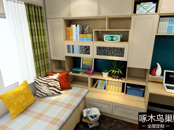 榻榻米书房效果图 芒果黄更显时尚活力