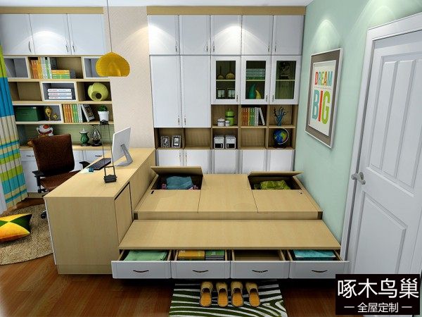 榻榻米装修效果图 让9㎡书房改头换面