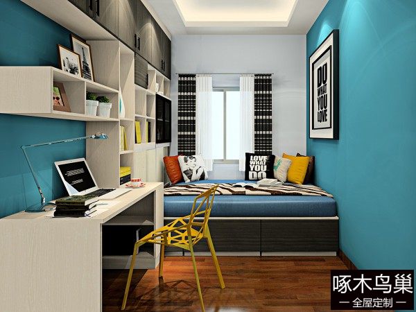 经典黑蓝白榻榻米卧房