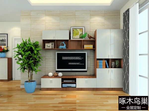 电视柜这样设计 让27㎡客厅收纳更方便