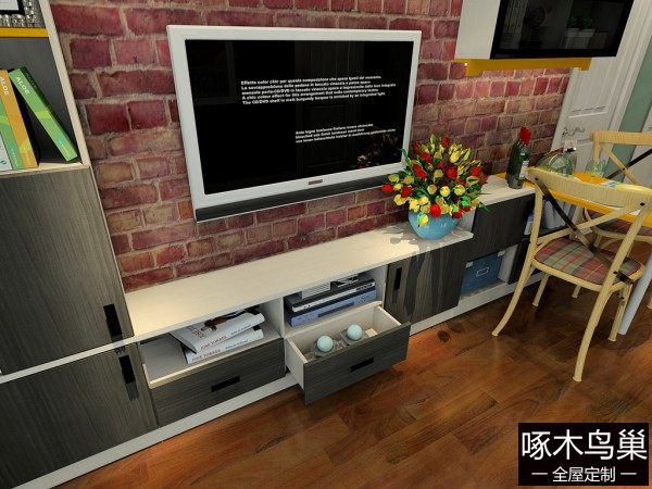 电视柜客餐厅效果图 20㎡采用天空之翼的材质