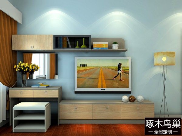 电视柜拼搭梳妆台卧室设计效果图