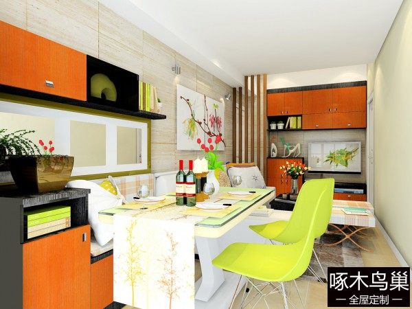 电视柜客餐厅效果图 13㎡整体时尚大气