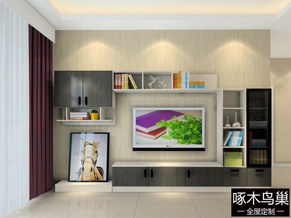 经典黑白时尚电视柜效果图 32㎡客厅惊艳一番