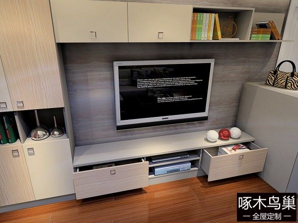 铁塔背景墙客餐厅效果图 39㎡电视柜装出高端感