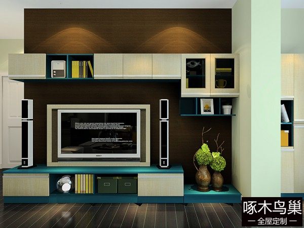 整体电视柜客餐厅效果图 30㎡大气奢华