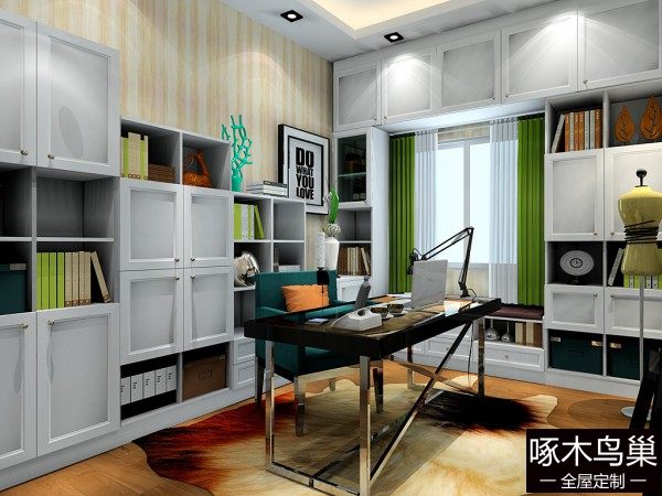 阶梯式书柜拼搭书房 灵活书桌使其更加舒适自由