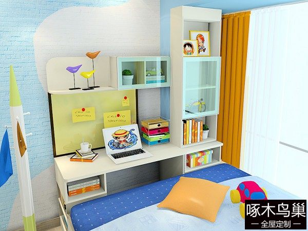 书桌书柜儿童房效果图 7㎡满足了日常的需求