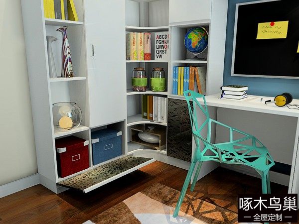 书桌榻榻米书房效果图 6㎡学习休闲两不误