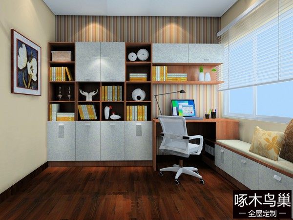 郁金飘香书桌效果图 8平连体书房