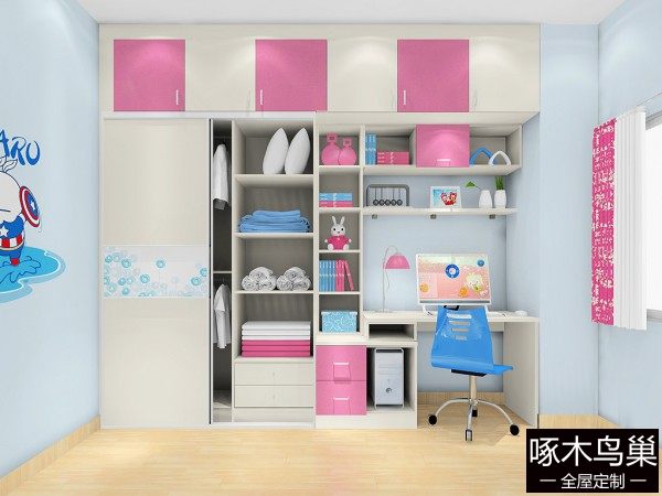 书桌组合儿童房 8㎡的可爱型拼接