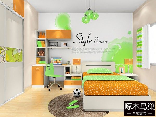 书桌组合儿童房 10平多彩设计