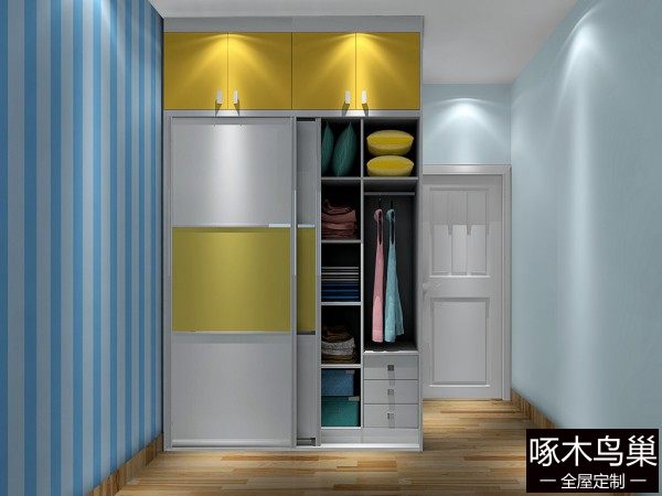 简约衣柜儿童房 多彩实用组合