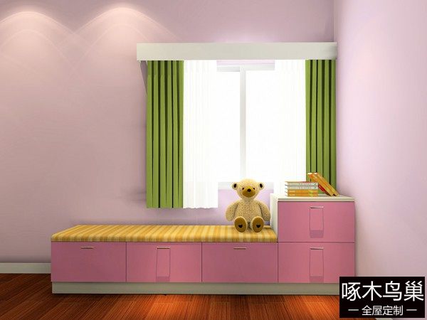 衣柜儿童房效果图 13平浪漫组合