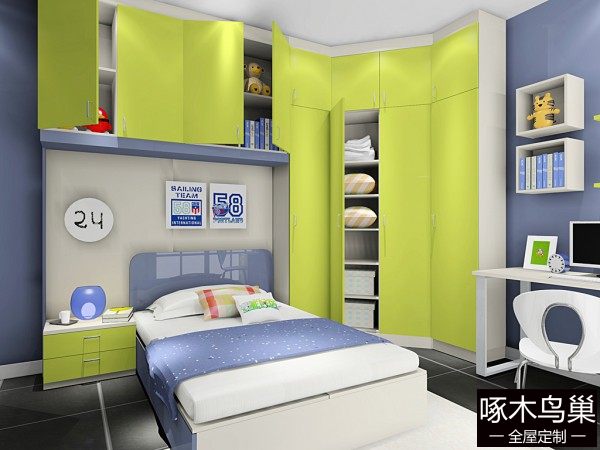 简约转角衣柜组合儿童房