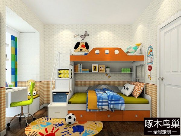 飘窗榻榻米儿童房 8㎡楼梯柜的上下床