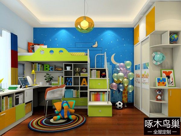 上下床儿童房设计 空间合理布局利用