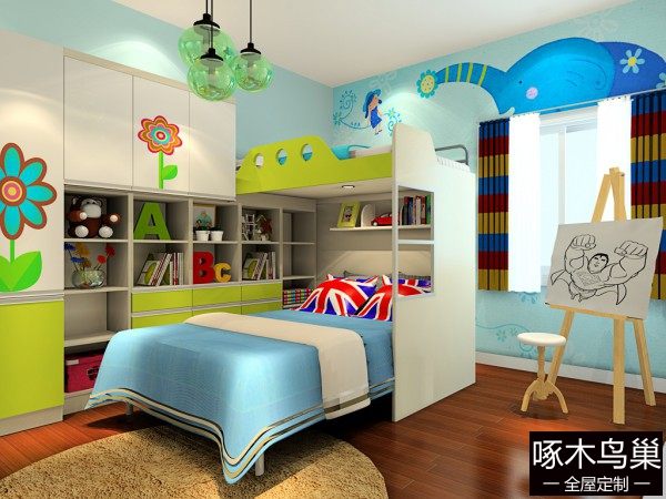上下床儿童房效果图 12㎡实现小小梦想家