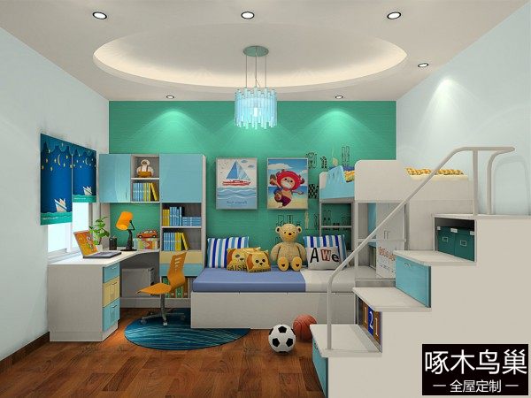 上下床儿童房效果图 10㎡房子里的游乐园