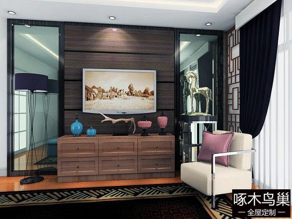 书柜设计图 23㎡带有浓浓的中式气息