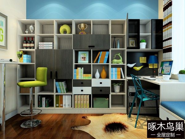 多功能书房 墙面书柜设计大饱眼福