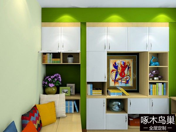 书柜榻榻米书房效果图 10㎡整个空间显得人性化
